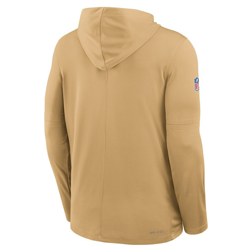 San Francisco 49ers Sideline Pure Fury Performance Long Sleeve Hoodie T-Shirt - Gold - Nike