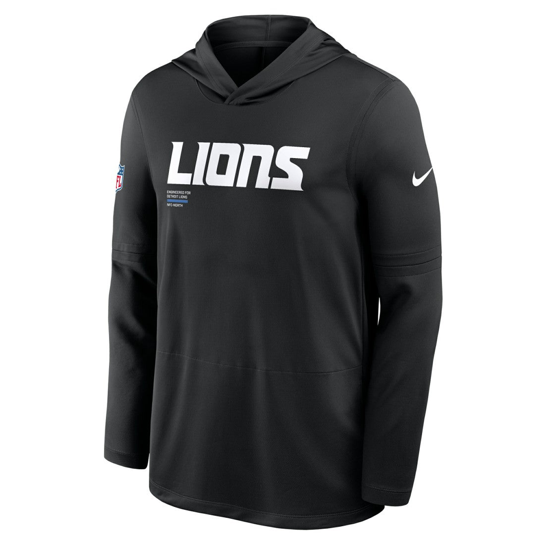 Detroit Lions Sideline Pure Fury Performance Long Sleeve Hoodie T-Shirt - Black - Nike