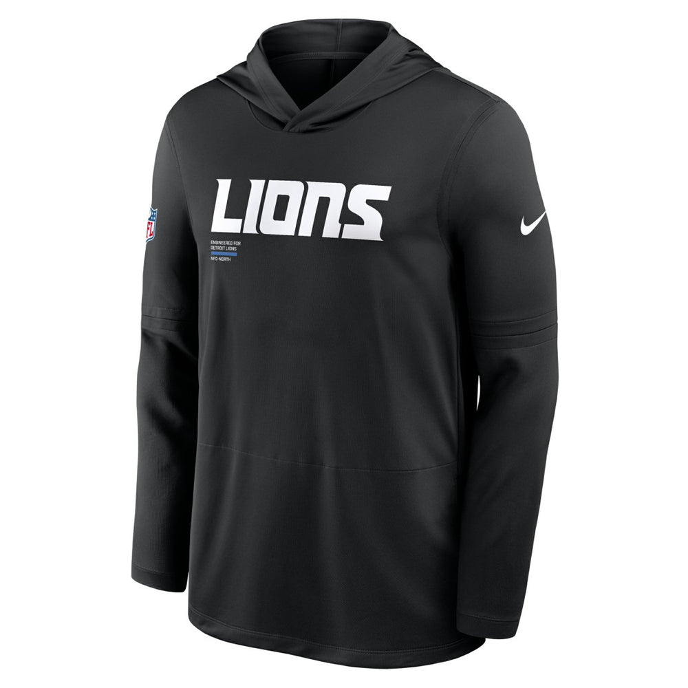 Detroit Lions Sideline Pure Fury Performance Long Sleeve Hoodie T-Shirt - Black - Nike