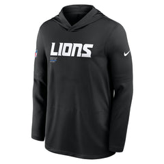 Detroit Lions Sideline Pure Fury Performance Long Sleeve Hoodie T-Shirt - Black - Nike