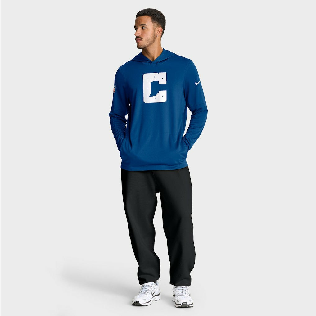 Indianapolis Colts Sideline Option Read Dri-FIT Long Sleeve Hoodie T-Shirt - Royal - Nike