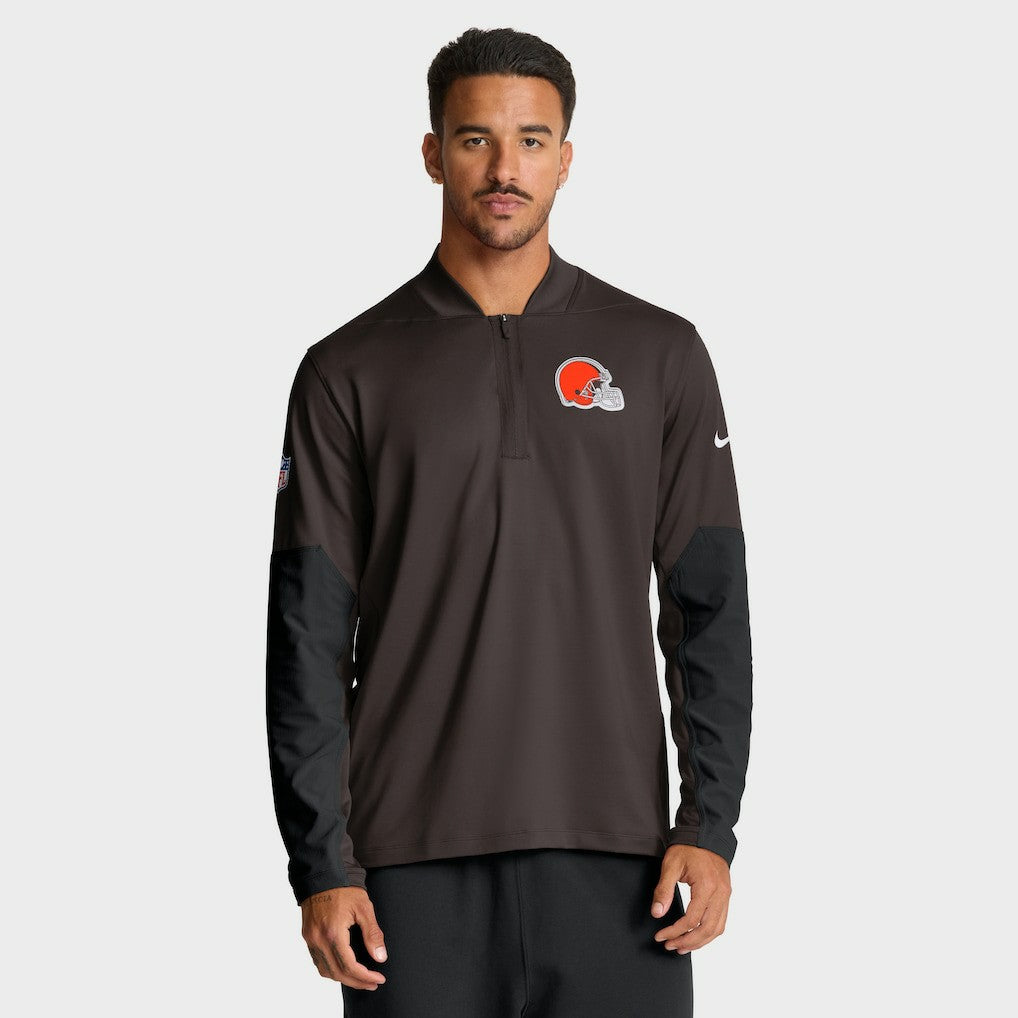 Cleveland Browns Sideline Dri-FIT Half-Zip Pullover - Brown - Nike