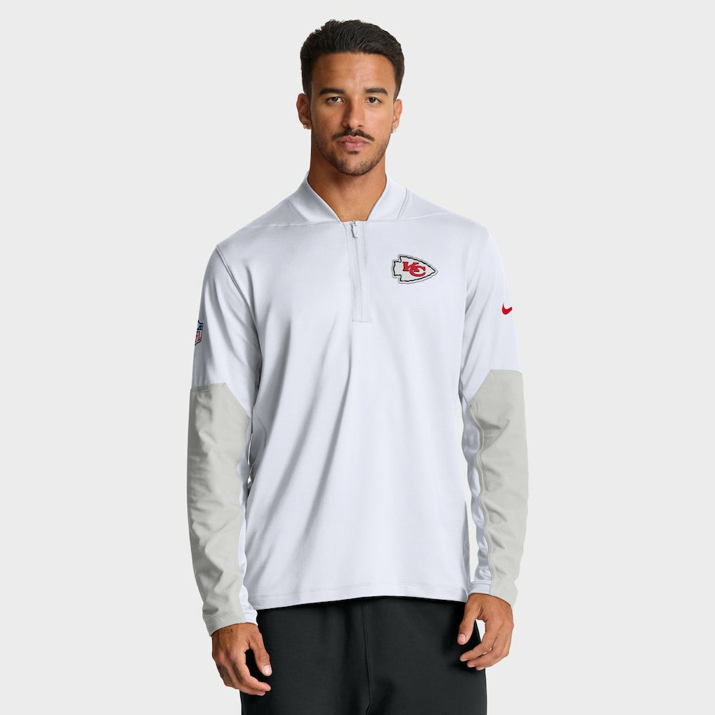 Kansas City Chiefs Sideline Dri-FIT Half-Zip Pullover - White - Nike
