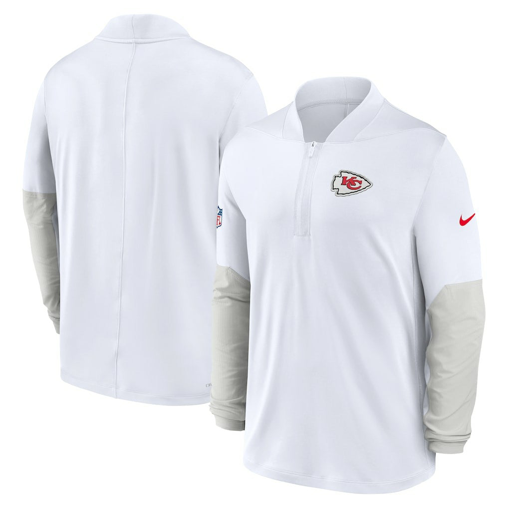 Kansas City Chiefs Sideline Dri-FIT Half-Zip Pullover - White - Nike