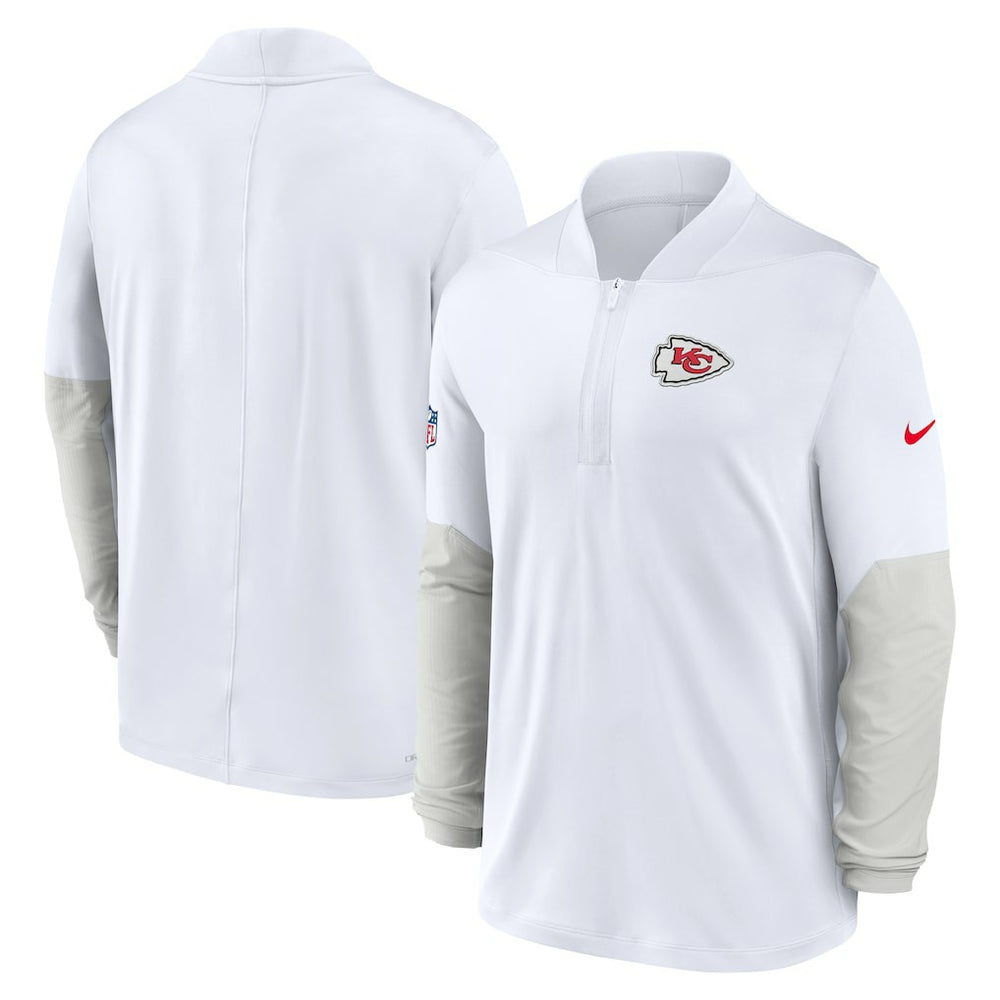 Kansas City Chiefs Sideline Dri-FIT Half-Zip Pullover - White - Nike