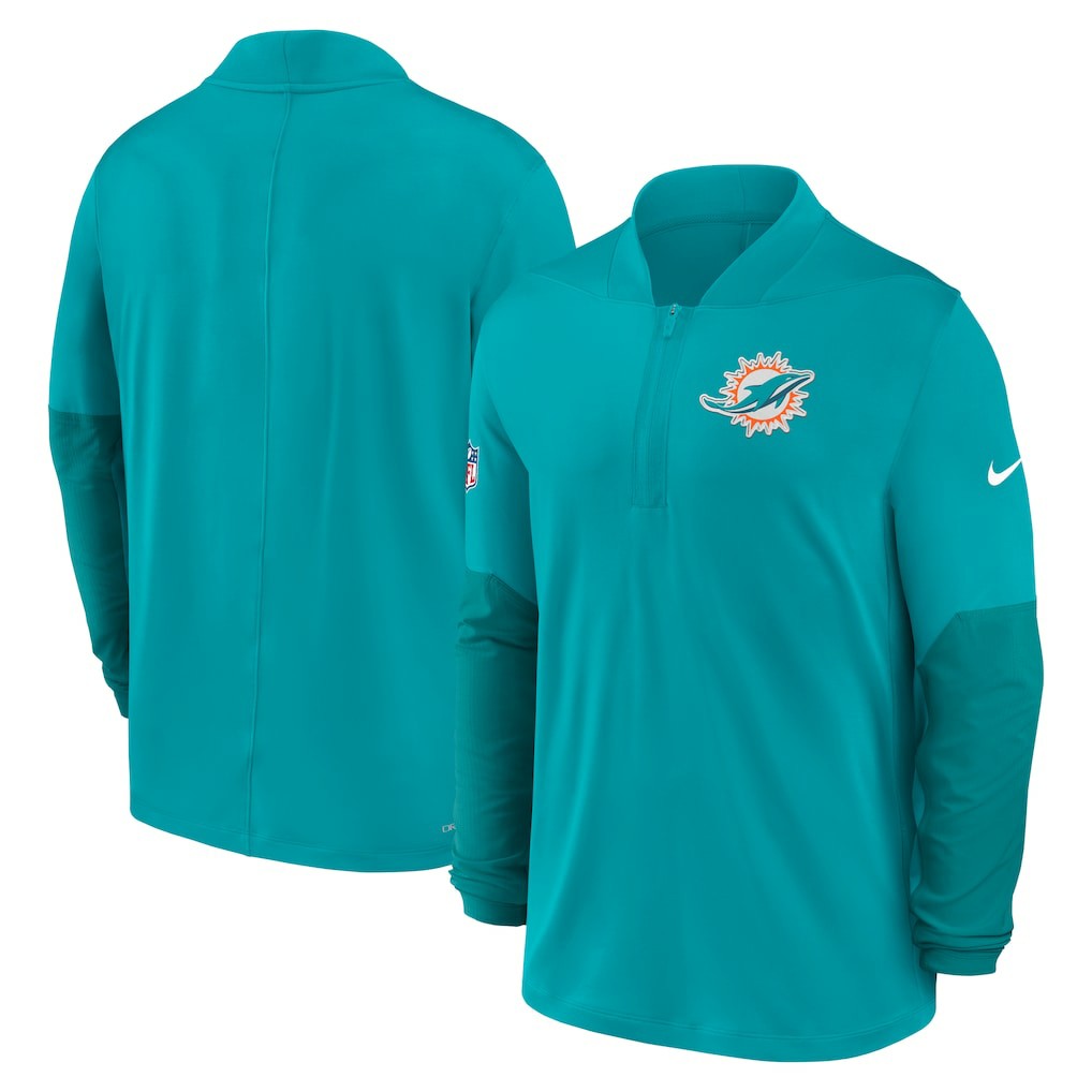 Miami Dolphins Sideline Dri-FIT Half-Zip Pullover - Aqua - Nike