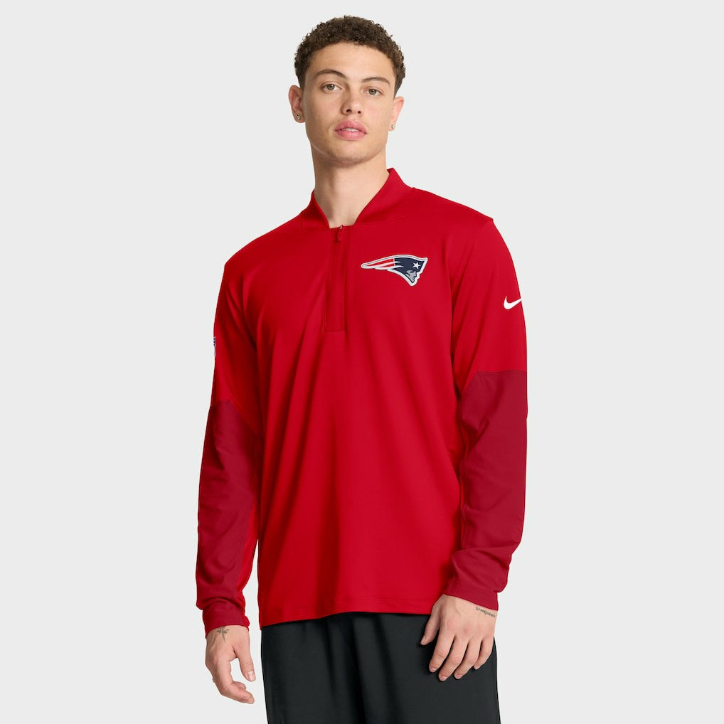 New England Patriots Sideline Dri-FIT Half-Zip Pullover - Red - Nike