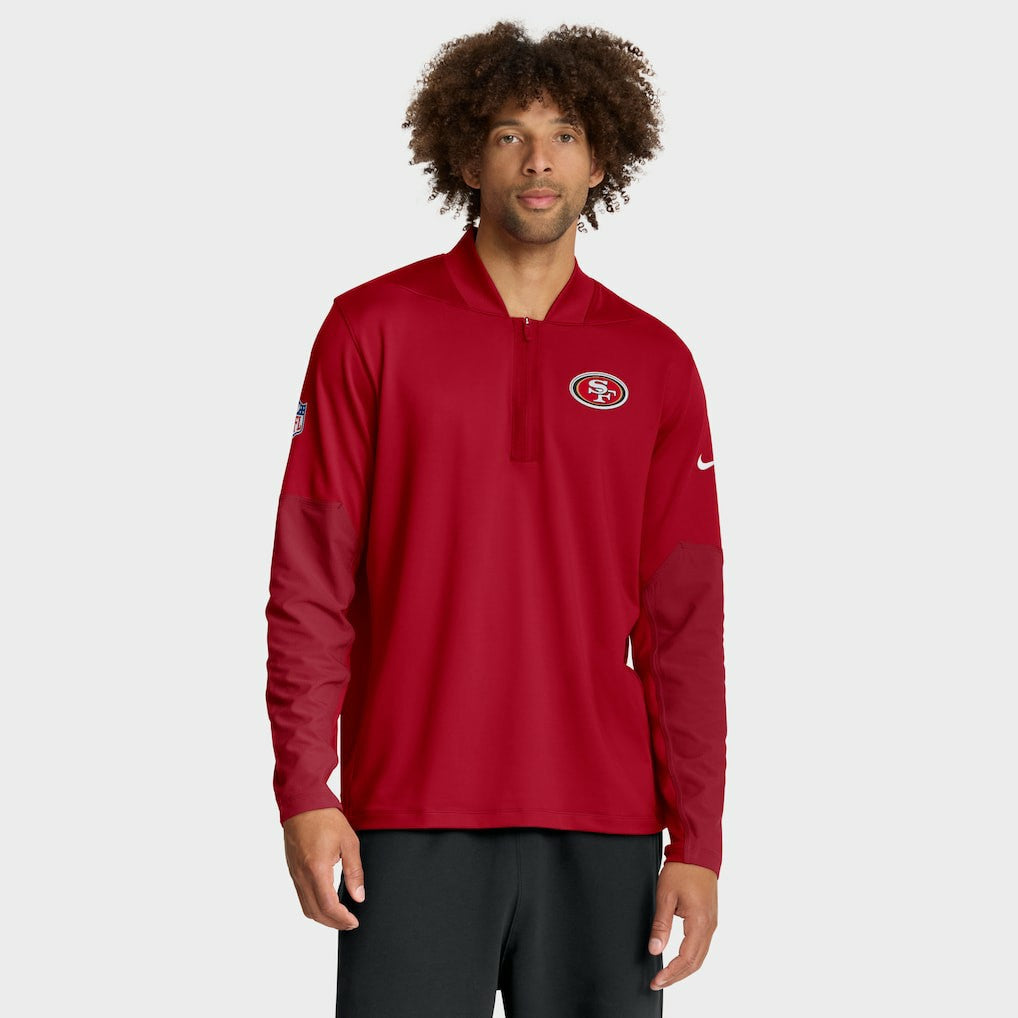 San Francisco 49ers Sideline Dri-FIT Half-Zip Pullover - Scarlet - Nike