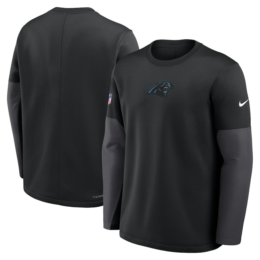 Carolina Panthers Sideline Coach Therma-FIT Long Sleeve T-Shirt - Black - Nike