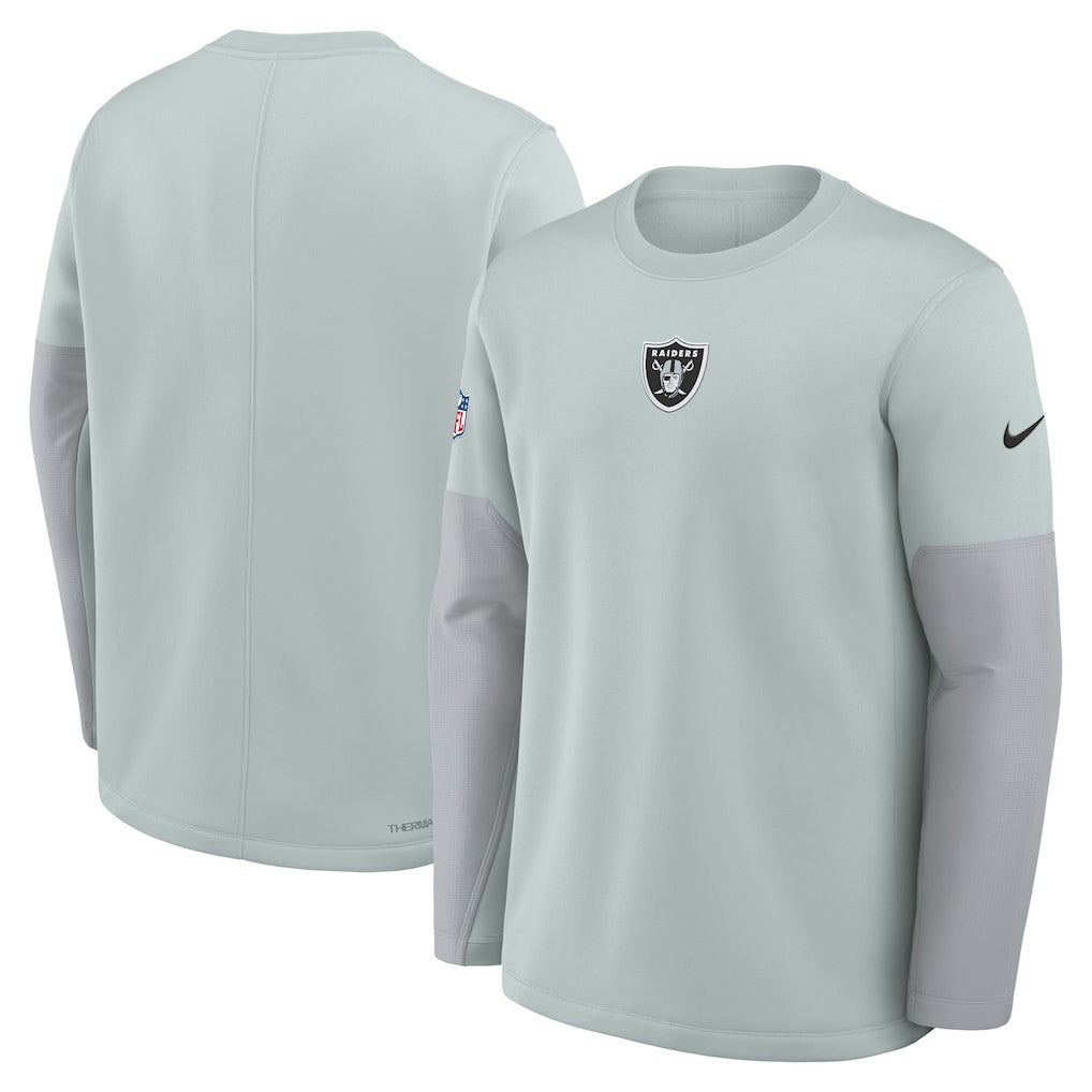 Las Vegas Raiders Sideline Coach Therma-FIT Long Sleeve T-Shirt - Silver - Nike