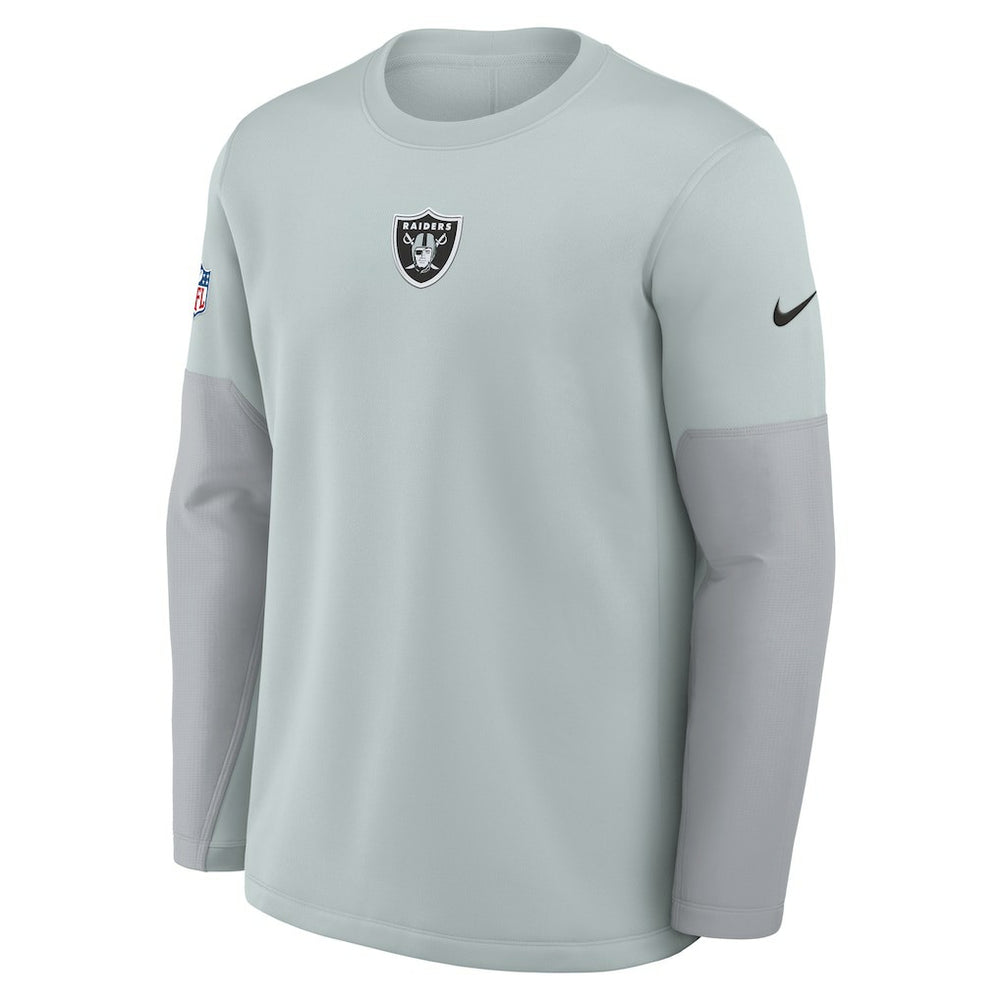 Las Vegas Raiders Sideline Coach Therma-FIT Long Sleeve T-Shirt - Silver - Nike