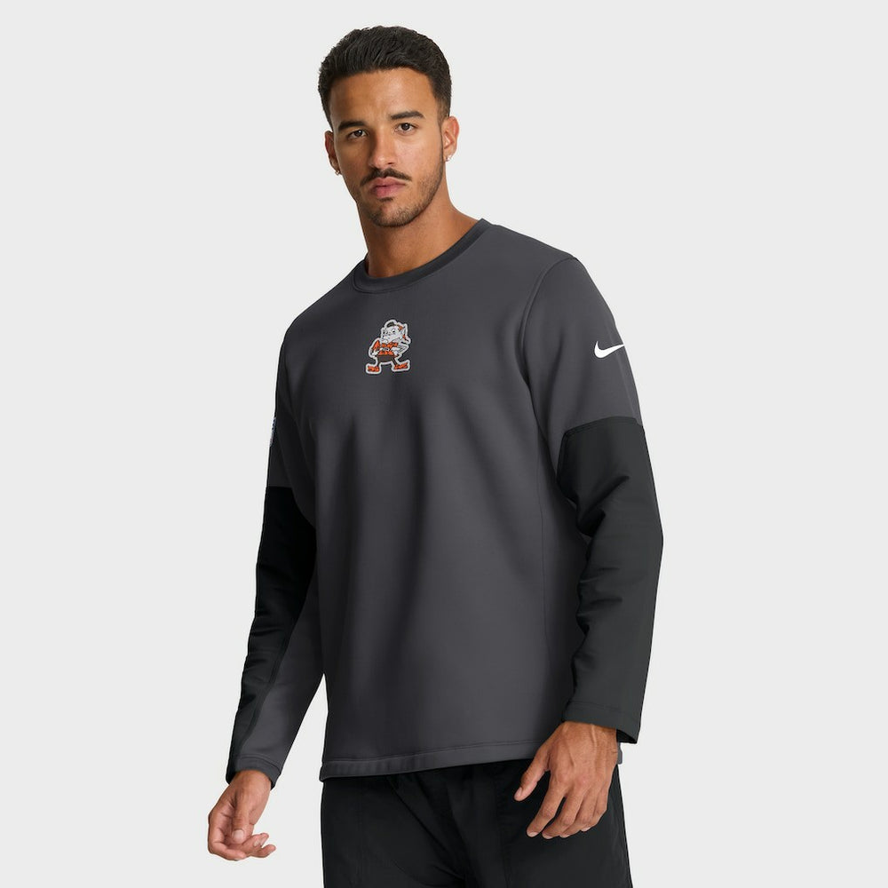 Cleveland Browns Sideline Coach Therma-FIT Long Sleeve T-Shirt - Anthracite - Nike