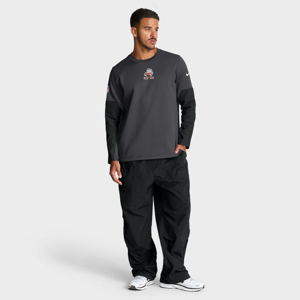 Cleveland Browns Sideline Coach Therma-FIT Long Sleeve T-Shirt - Anthracite - Nike