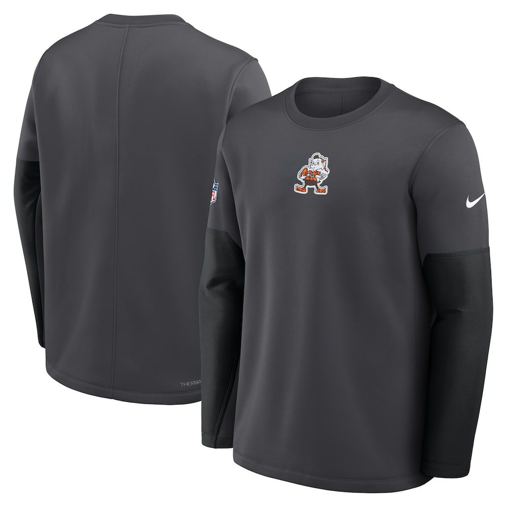Cleveland Browns Sideline Coach Therma-FIT Long Sleeve T-Shirt - Anthracite - Nike