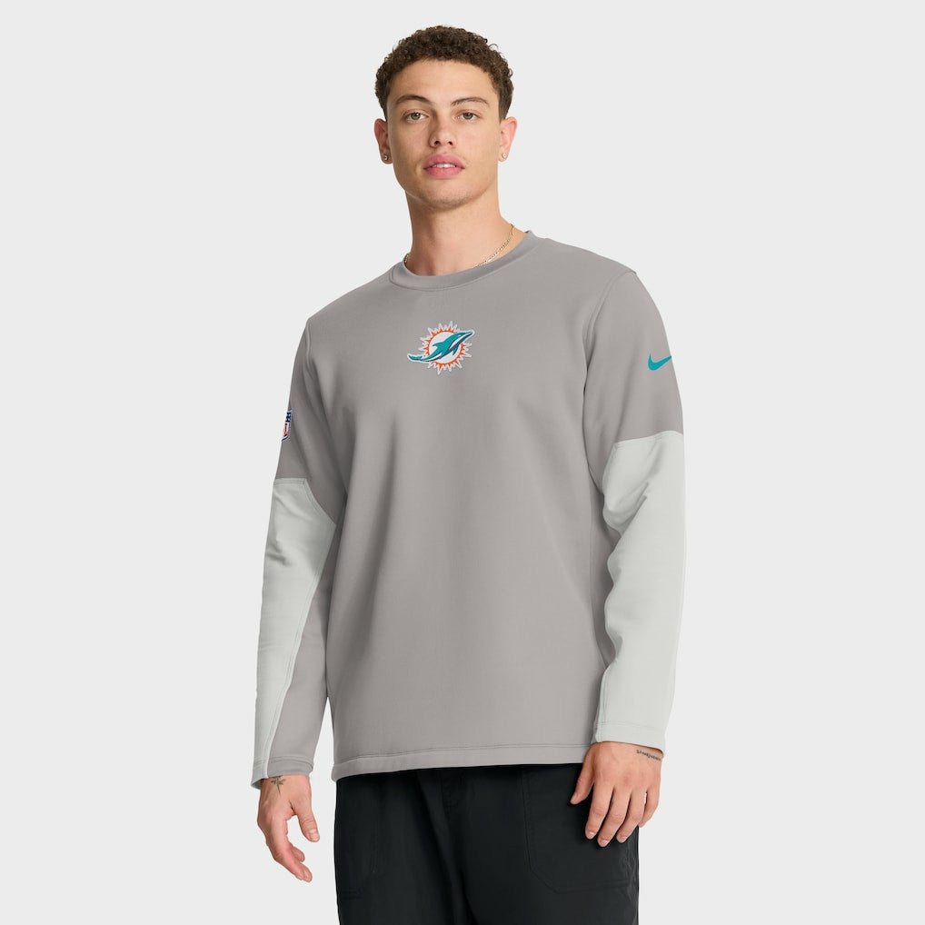 Miami Dolphins Sideline Coach Therma-FIT Long Sleeve T-Shirt - Gray - Nike