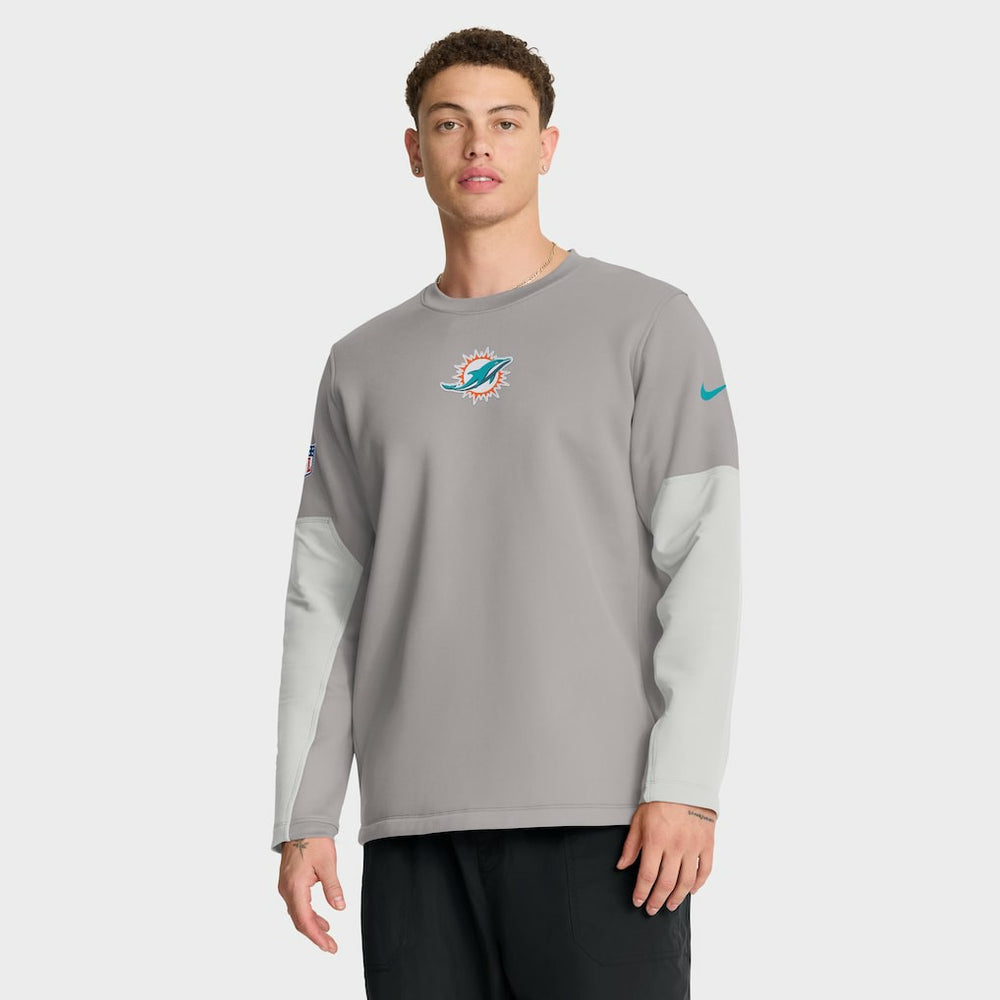 Miami Dolphins Sideline Coach Therma-FIT Long Sleeve T-Shirt - Gray - Nike
