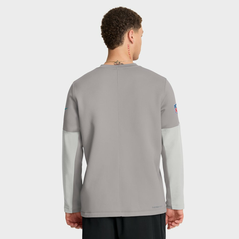 Miami Dolphins Sideline Coach Therma-FIT Long Sleeve T-Shirt - Gray - Nike