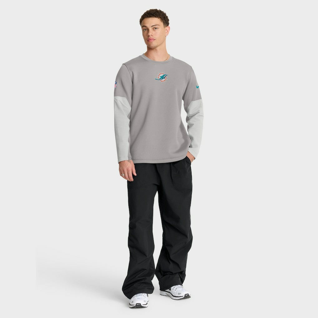 Miami Dolphins Sideline Coach Therma-FIT Long Sleeve T-Shirt - Gray - Nike