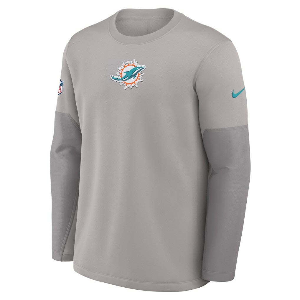 Miami Dolphins Sideline Coach Therma-FIT Long Sleeve T-Shirt - Gray - Nike