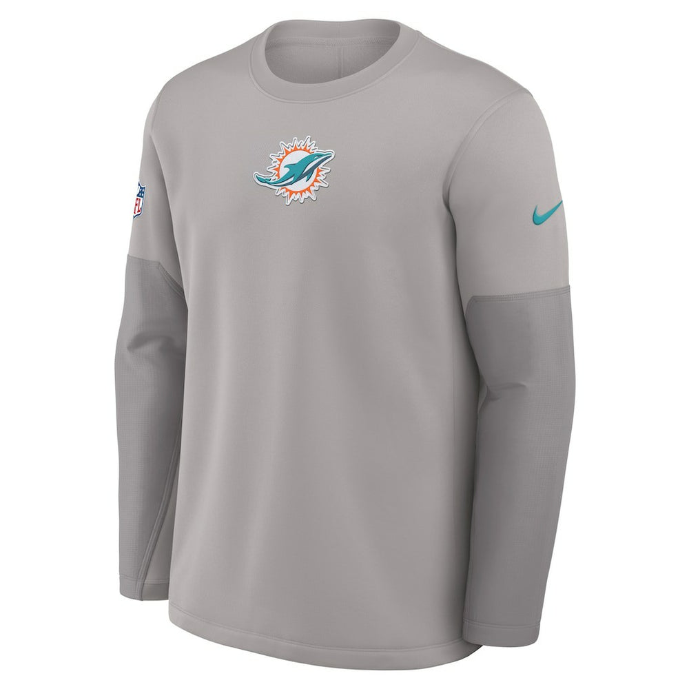 Miami Dolphins Sideline Coach Therma-FIT Long Sleeve T-Shirt - Gray - Nike