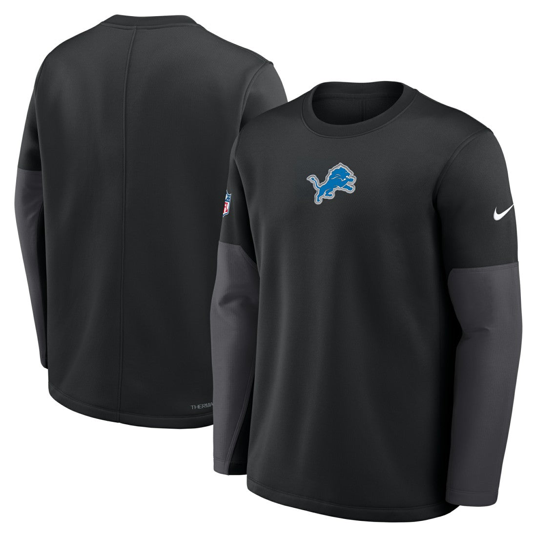 Detroit Lions Sideline Coach Therma-FIT Long Sleeve T-Shirt - Black - Nike