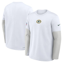 Green Bay Packers Sideline Coach Therma-FIT Long Sleeve T-Shirt - White - Nike