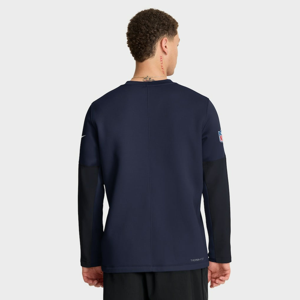 New England Patriots Sideline Coach Therma-FIT Long Sleeve T-Shirt - Navy - Nike