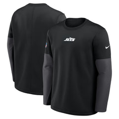 New York Jets Sideline Coach Therma-FIT Long Sleeve T-Shirt - Black - Nike