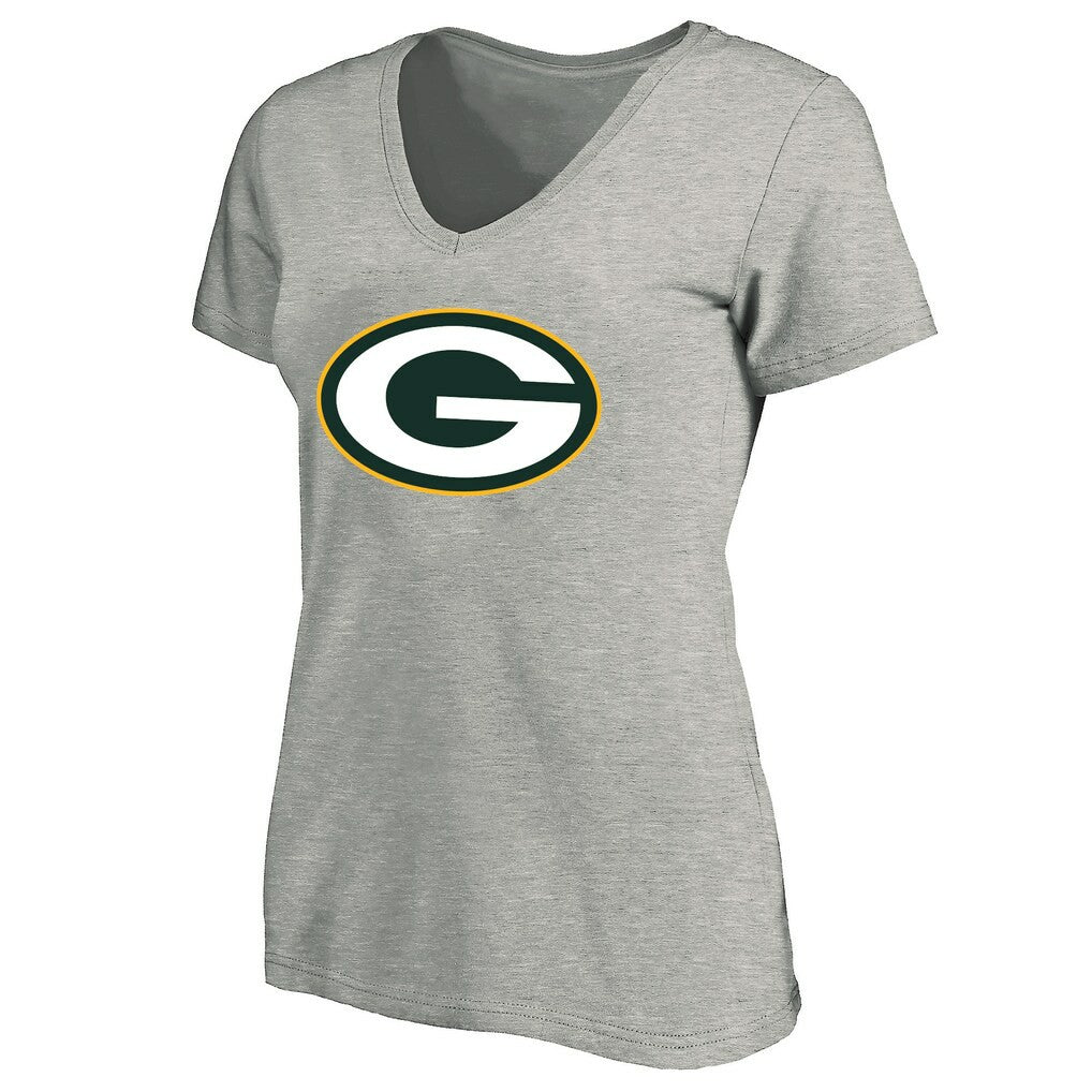 Green Bay Packers Women's Plus Size V-Neck T-Shirt - Heather Gray - Fanatics