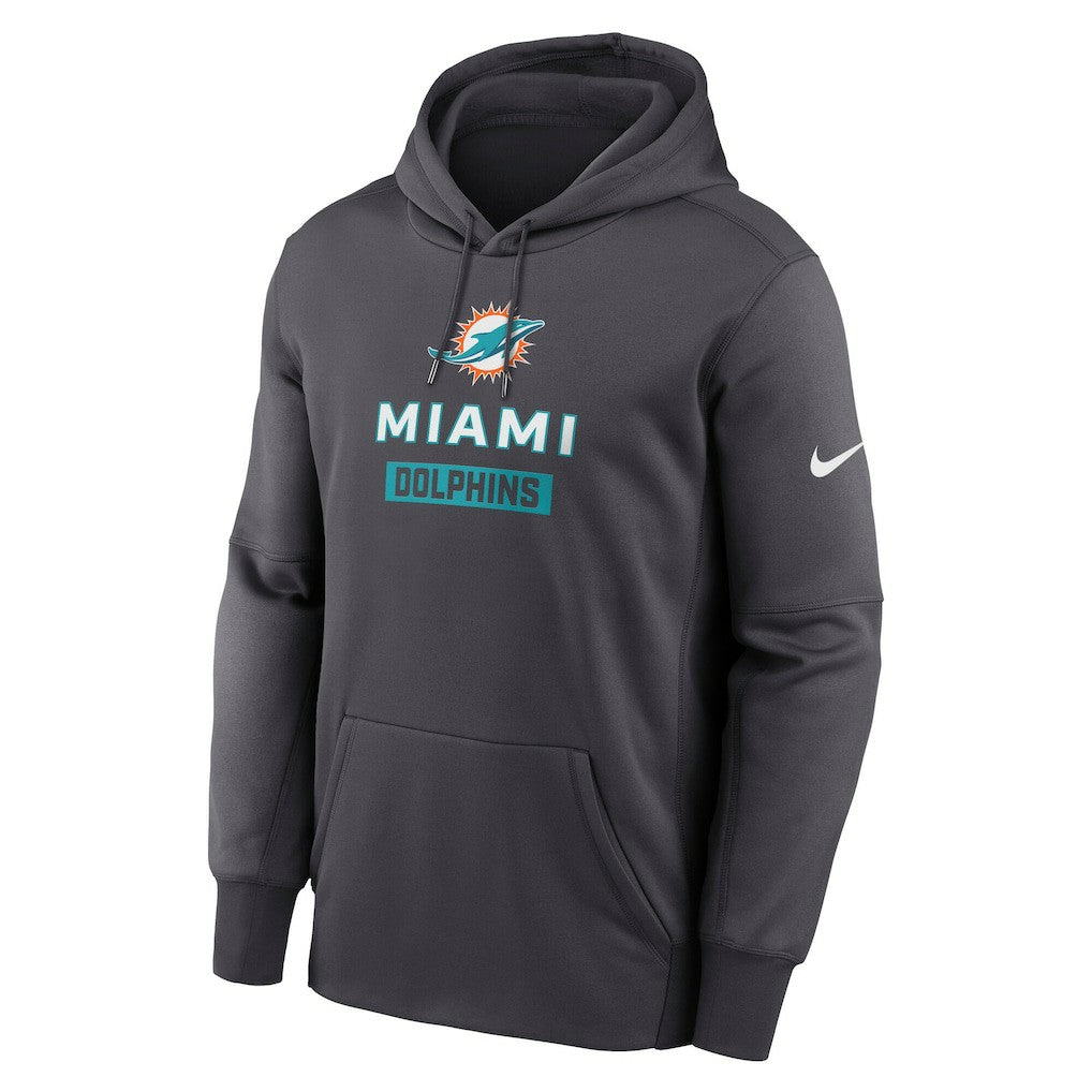 Miami Dolphins Toss Sweep Performance Pullover Hoodie - Anthracite - Nike