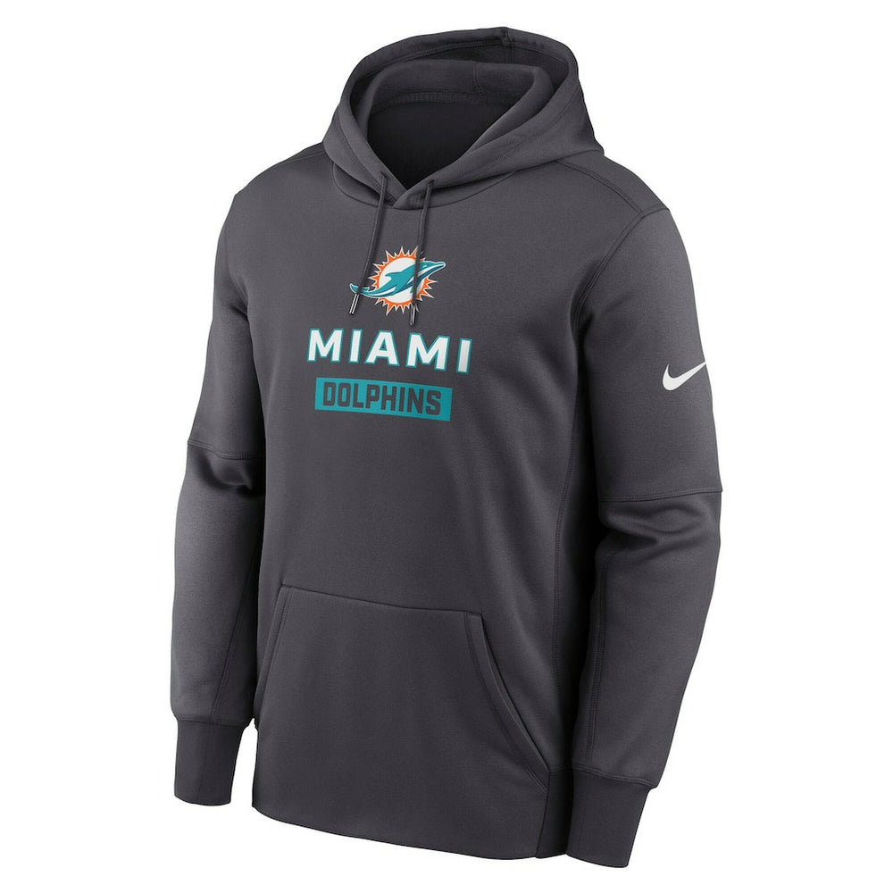 Miami Dolphins Toss Sweep Performance Pullover Hoodie - Anthracite - Nike