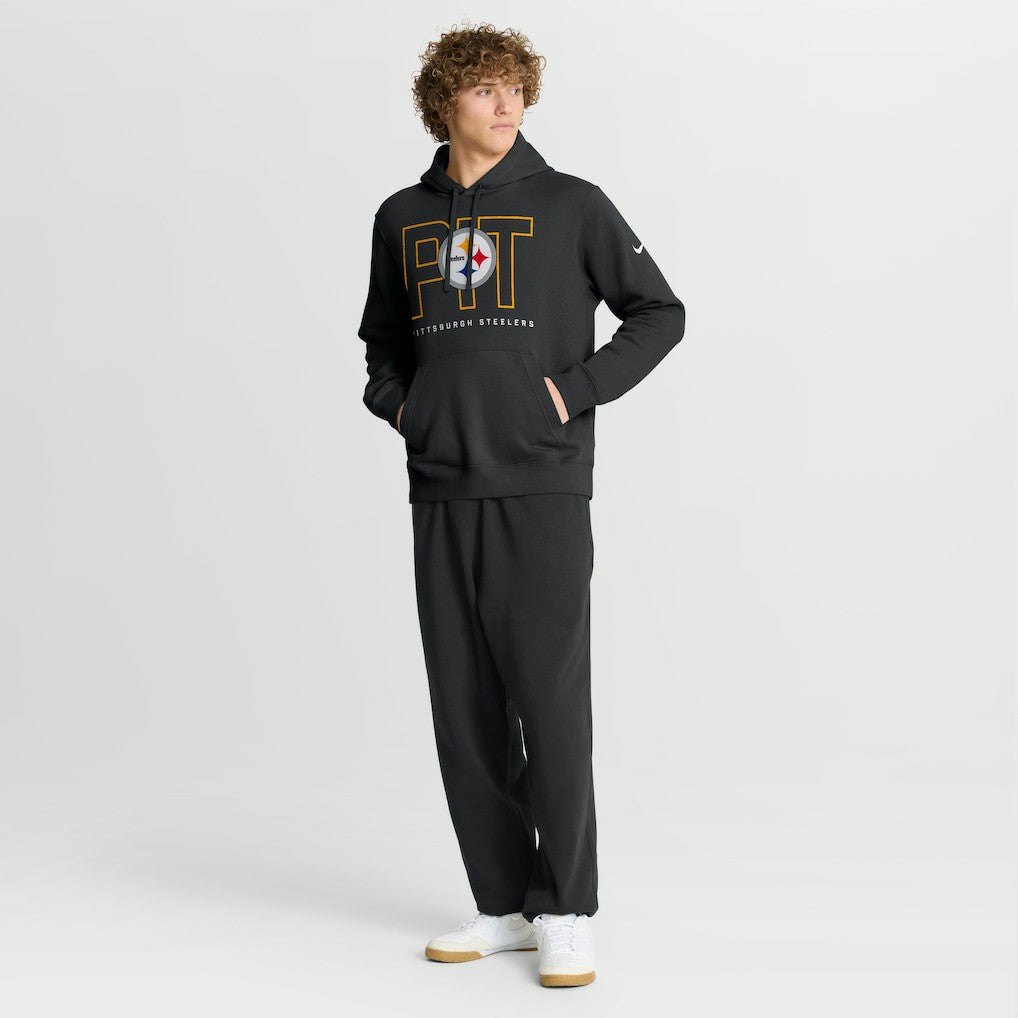 Pittsburgh Steelers Busted Play Club Fleece Pullover Hoodie - Black - Nike