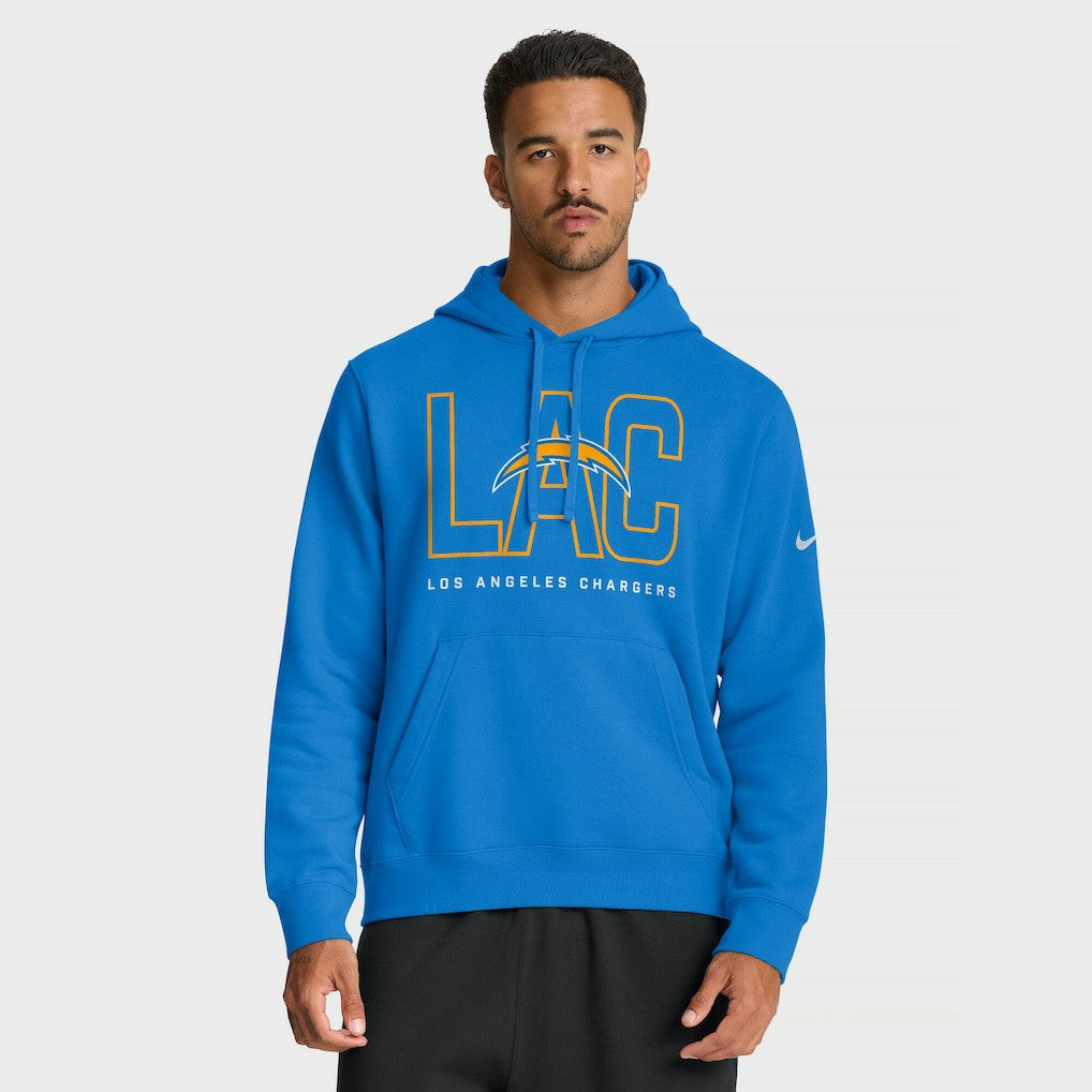 Los Angeles Chargers Busted Play Club Fleece Pullover Hoodie - Powder Blue - Nike