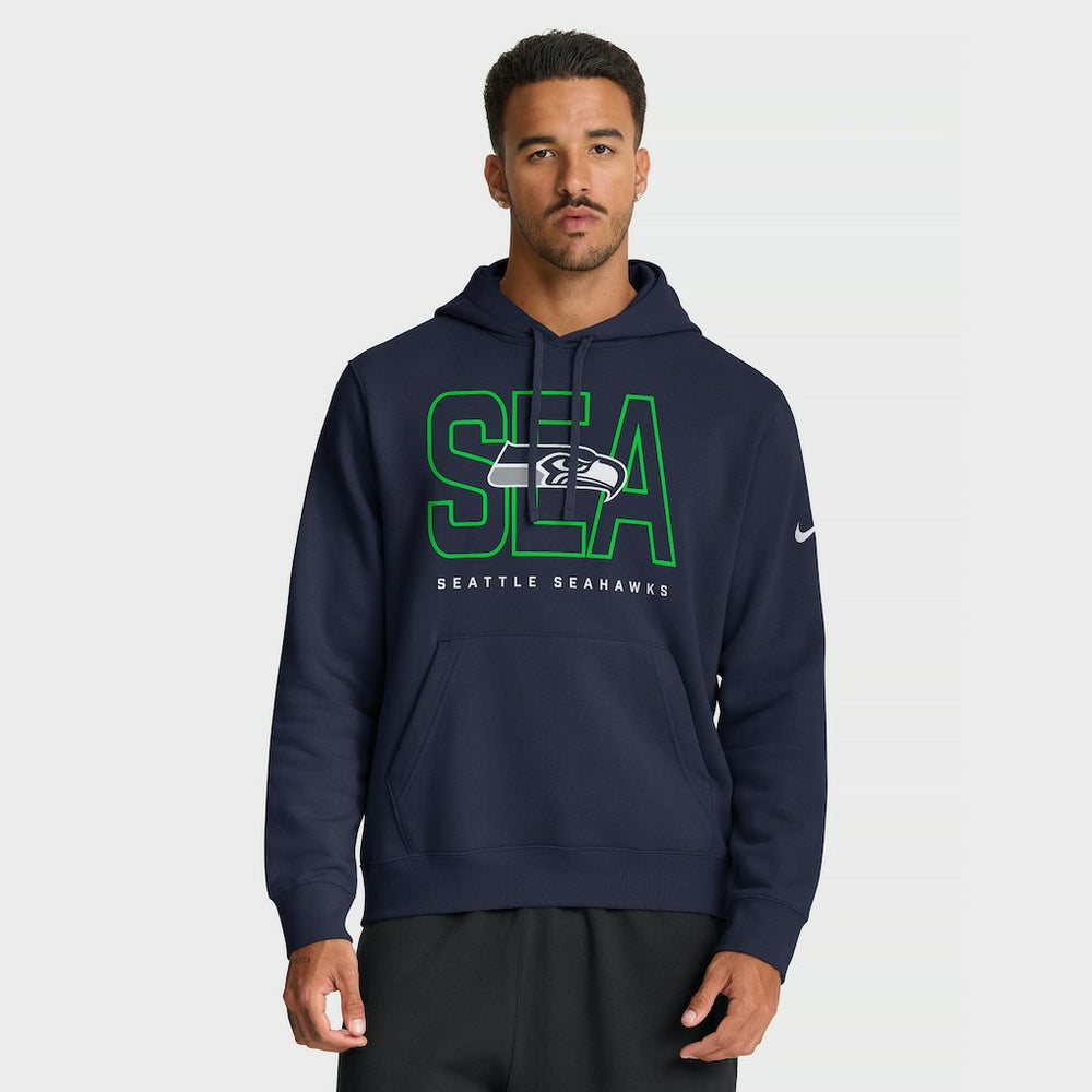 Seattle Seahawks Busted Play Club Fleece Pullover Hoodie - College Navy - Nike