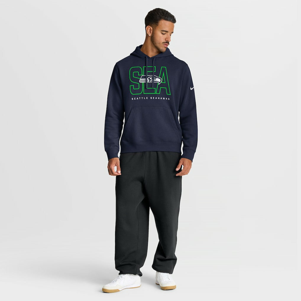 Seattle Seahawks Busted Play Club Fleece Pullover Hoodie - College Navy - Nike