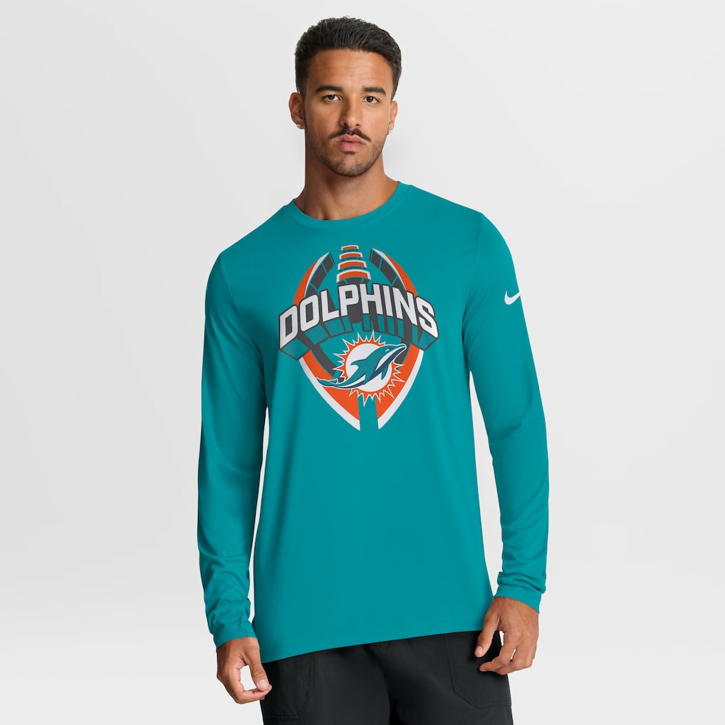 Miami Dolphins Primetime Legend Icon Performance Long Sleeve T-Shirt - Aqua - Nike