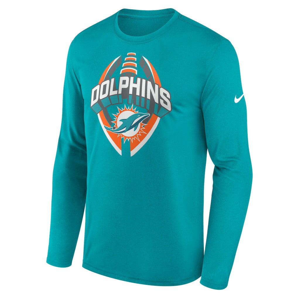 Miami Dolphins Primetime Legend Icon Performance Long Sleeve T-Shirt - Aqua - Nike