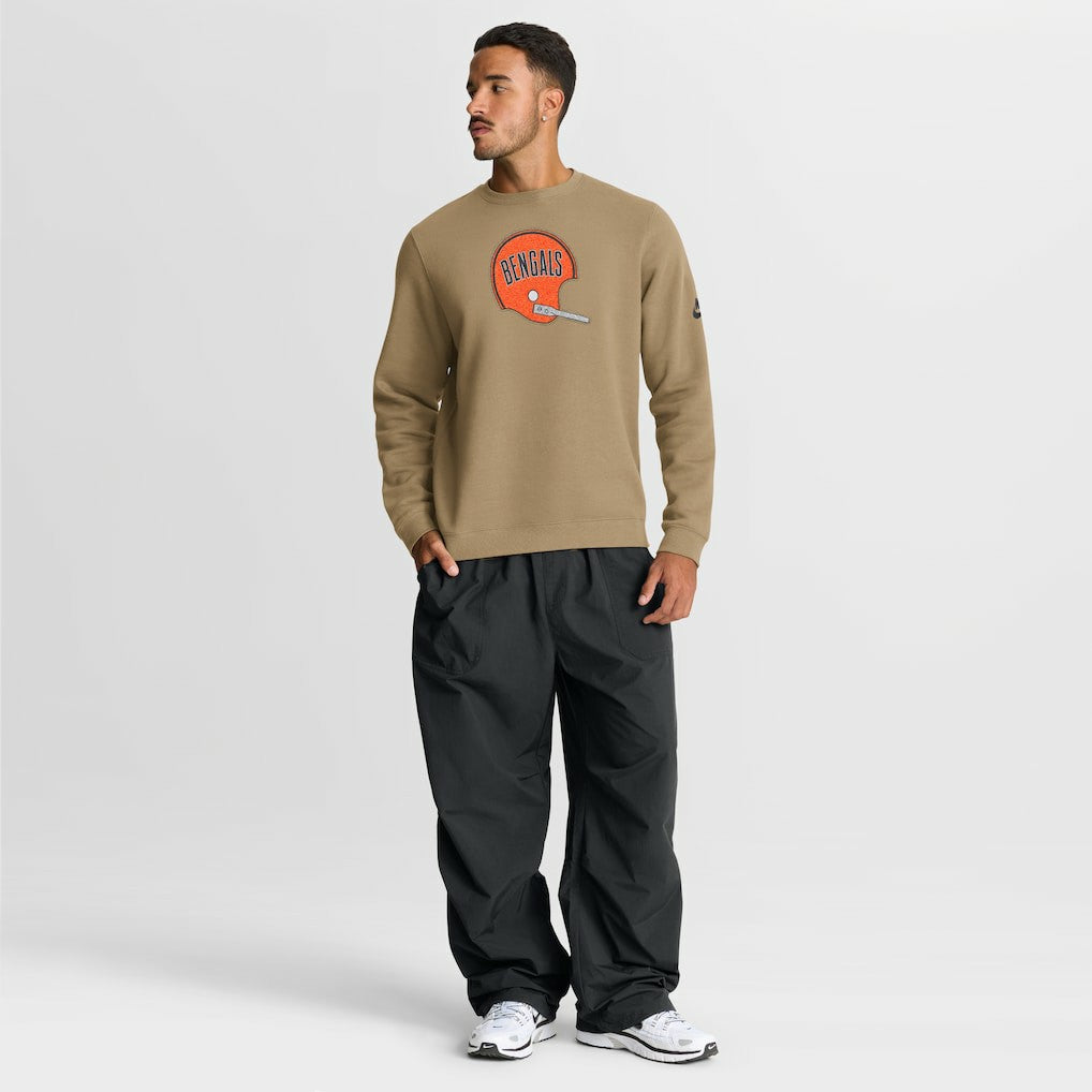 Cincinnati Bengals Swing Pass Rewind Club Pullover Sweatshirt - Tan - Nike