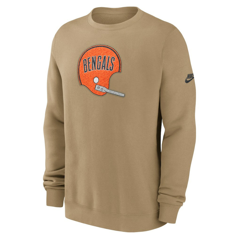 Cincinnati Bengals Swing Pass Rewind Club Pullover Sweatshirt - Tan - Nike