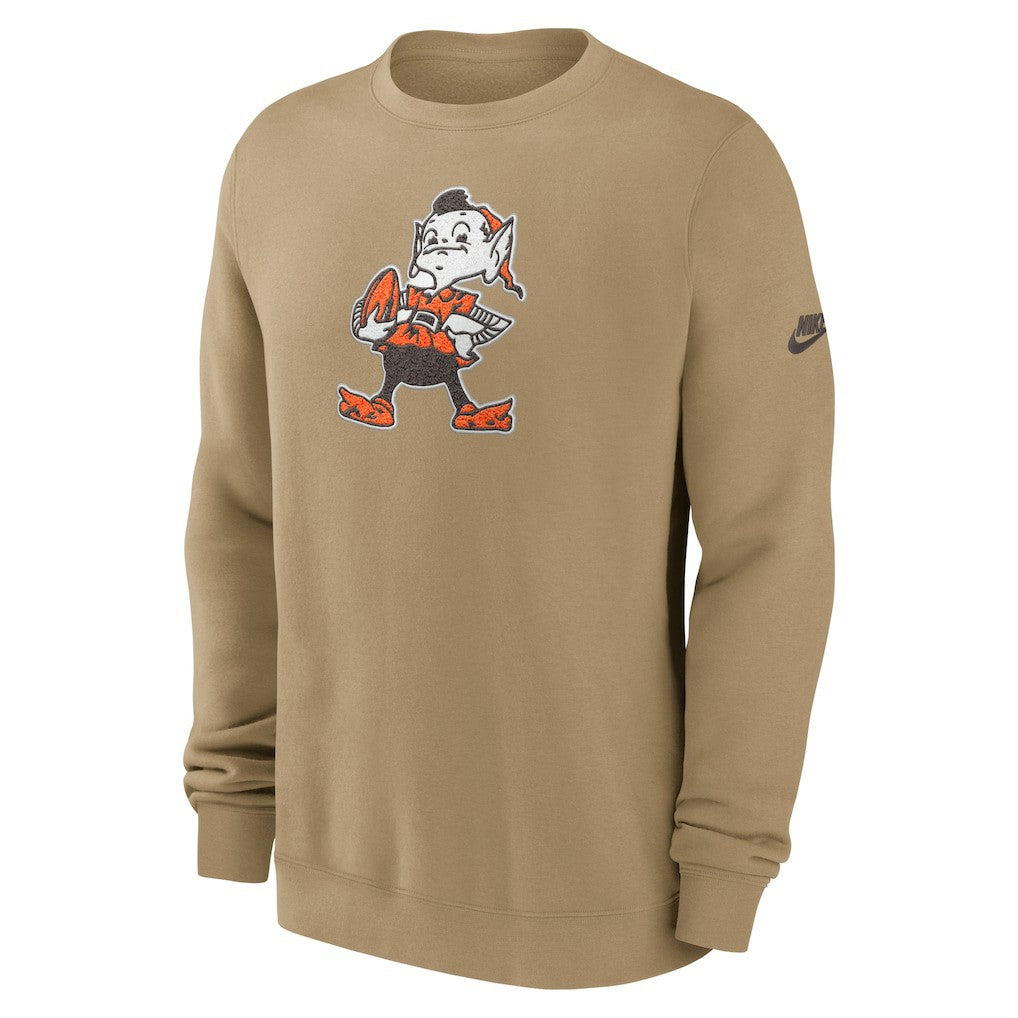 Cleveland Browns Swing Pass Rewind Club Pullover Sweatshirt - Brown - Nike