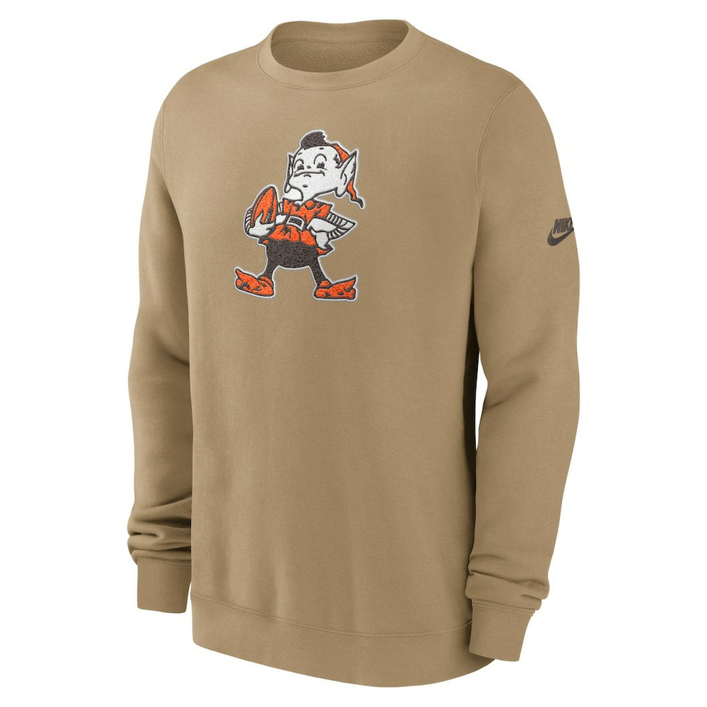 Cleveland Browns Swing Pass Rewind Club Pullover Sweatshirt - Brown - Nike