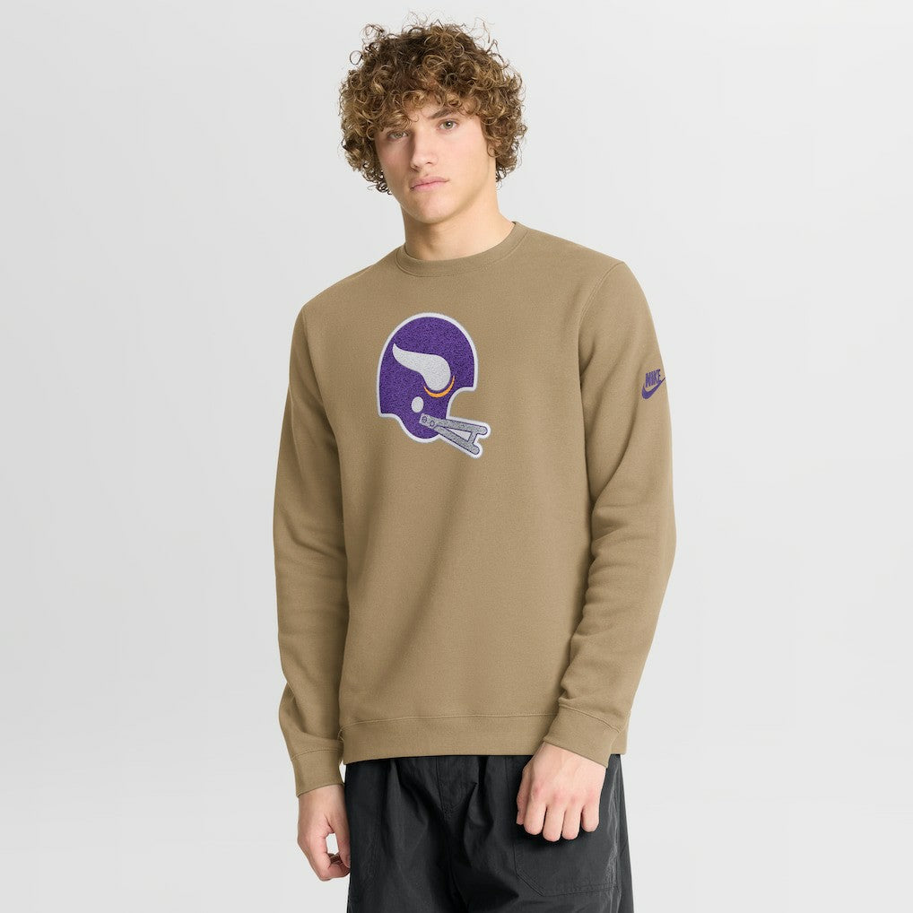 Minnesota Vikings Swing Pass Rewind Club Pullover Sweatshirt - Tan - Nike