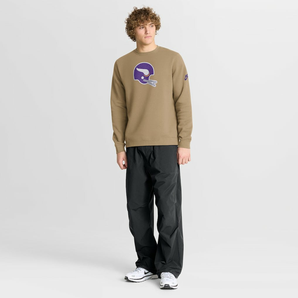 Minnesota Vikings Swing Pass Rewind Club Pullover Sweatshirt - Tan - Nike