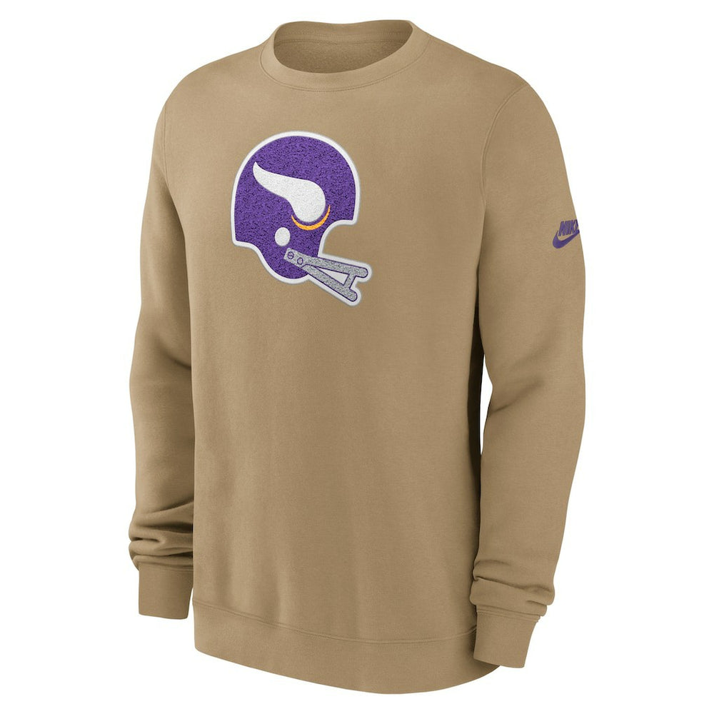 Minnesota Vikings Swing Pass Rewind Club Pullover Sweatshirt - Tan - Nike
