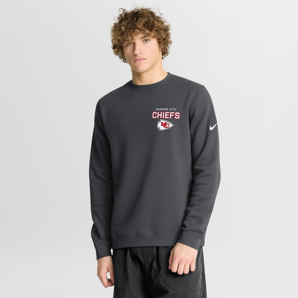 Kansas City Chiefs Primetime Club Fleece Pullover Sweatshirt - Anthracite - Nike