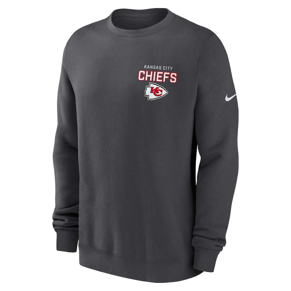 Kansas City Chiefs Primetime Club Fleece Pullover Sweatshirt - Anthracite - Nike