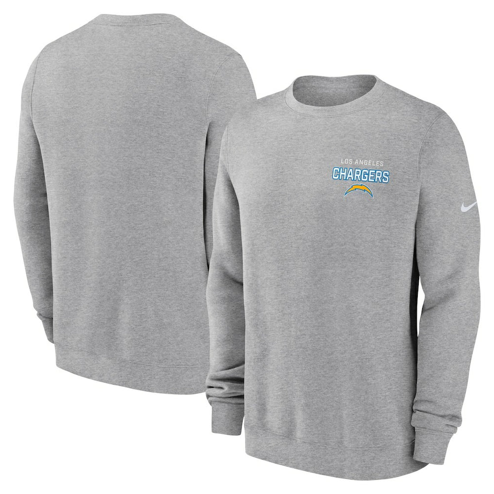 Los Angeles Chargers Primetime Club Fleece Pullover Sweatshirt - Heather Gray - Nike