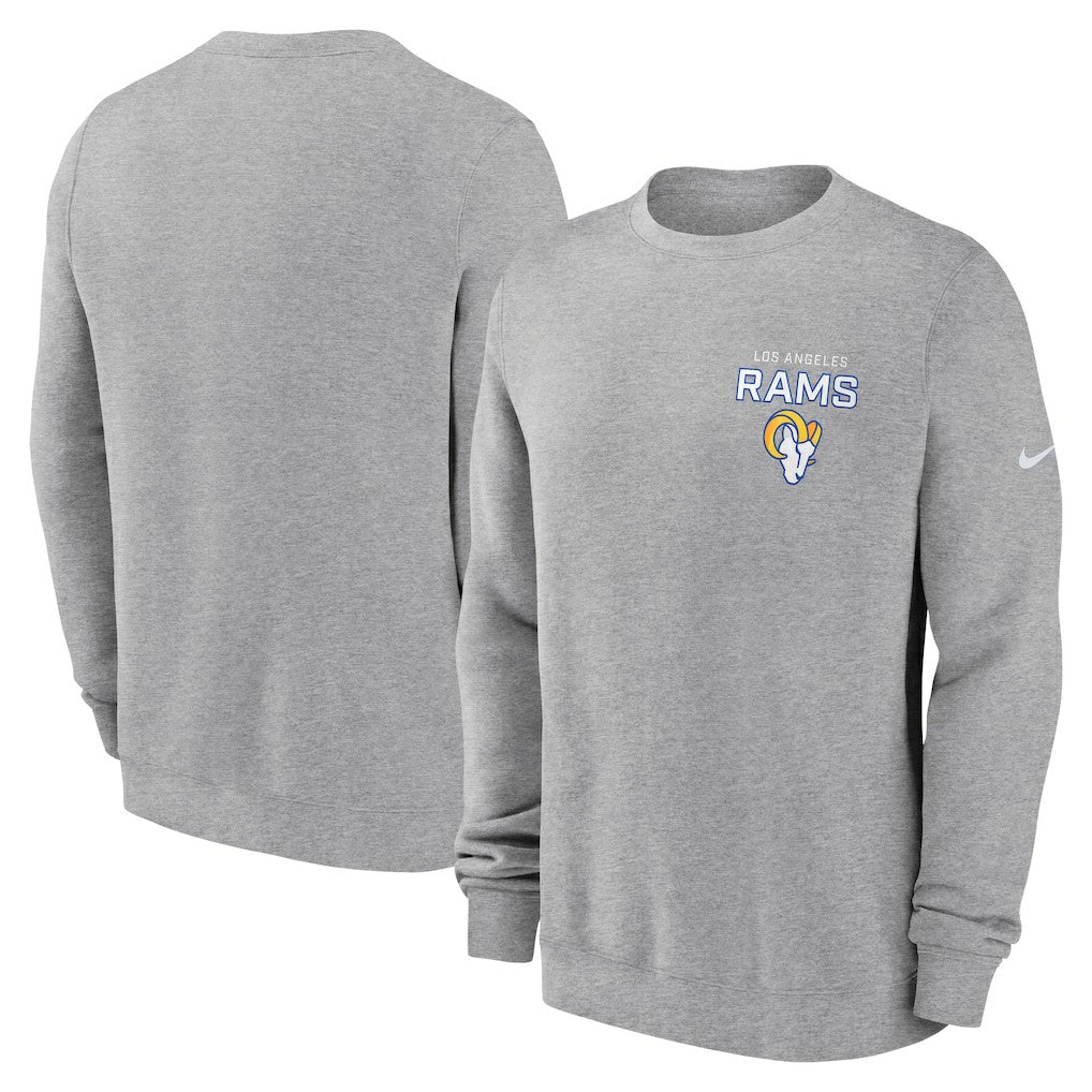 Los Angeles Rams Primetime Club Fleece Pullover Sweatshirt - Heather Gray - Nike