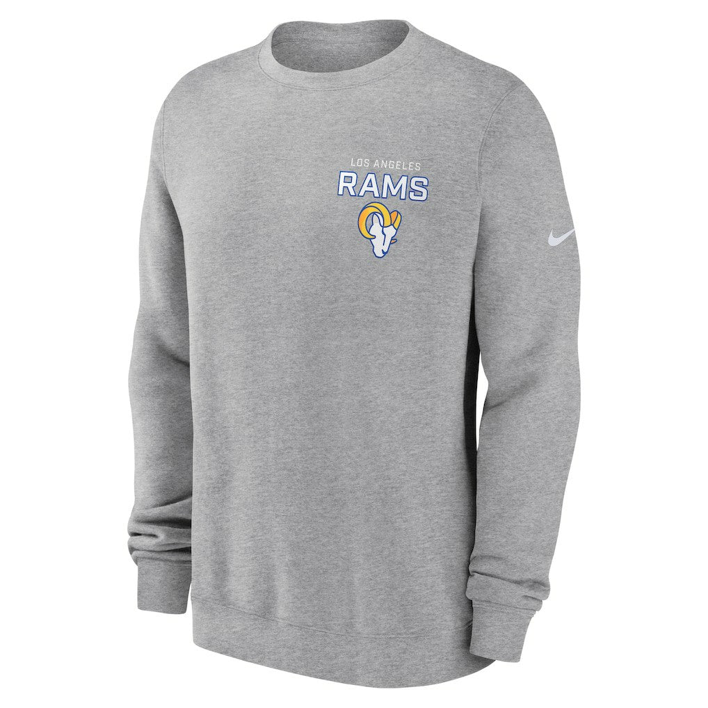 Los Angeles Rams Primetime Club Fleece Pullover Sweatshirt - Heather Gray - Nike