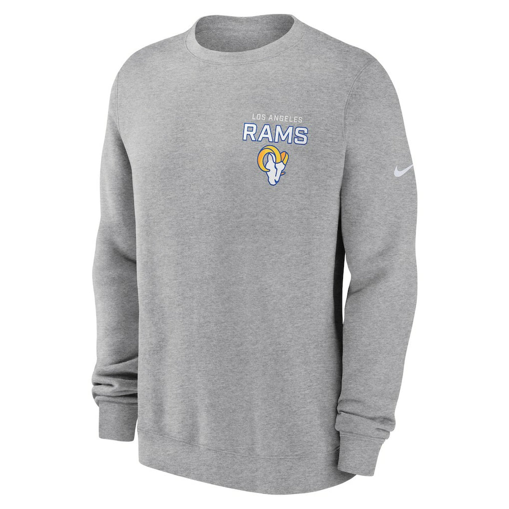 Los Angeles Rams Primetime Club Fleece Pullover Sweatshirt - Heather Gray - Nike